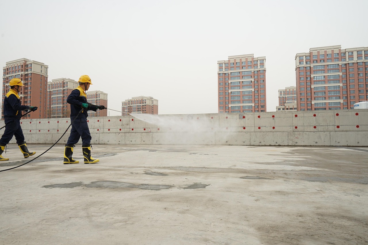 waterproofing, workers, construction site, roof top, men, working, spraying, safety gear, pressure spray, waterproofing, waterproofing, waterproofing, waterproofing, waterproofing